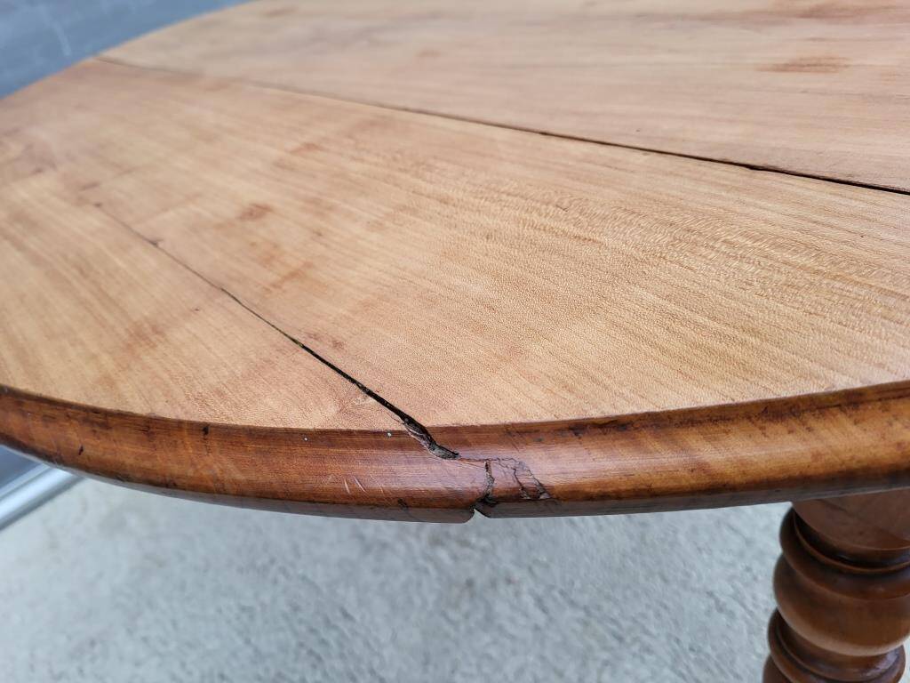 Table guéridon campagne d'appoint Orme à 2 pans rabattables