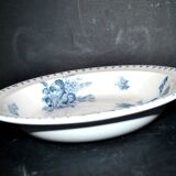 Plat creux, saladier à décor de fleurs bleues u&c Sarreguemines, service "Flore"