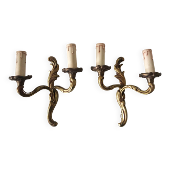 Paire d'appliques en bronze 2 feux -Style baroque