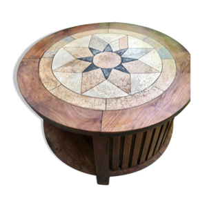 table basse en teck recouverte