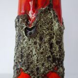 Large vintage Fat lava and enamel vase, H40cm