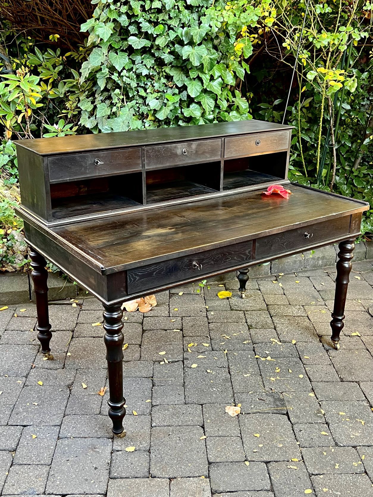Flat desk louis philippe style in blackened pear tree