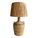 Raffia lamp and shade, 2 M fabric cable