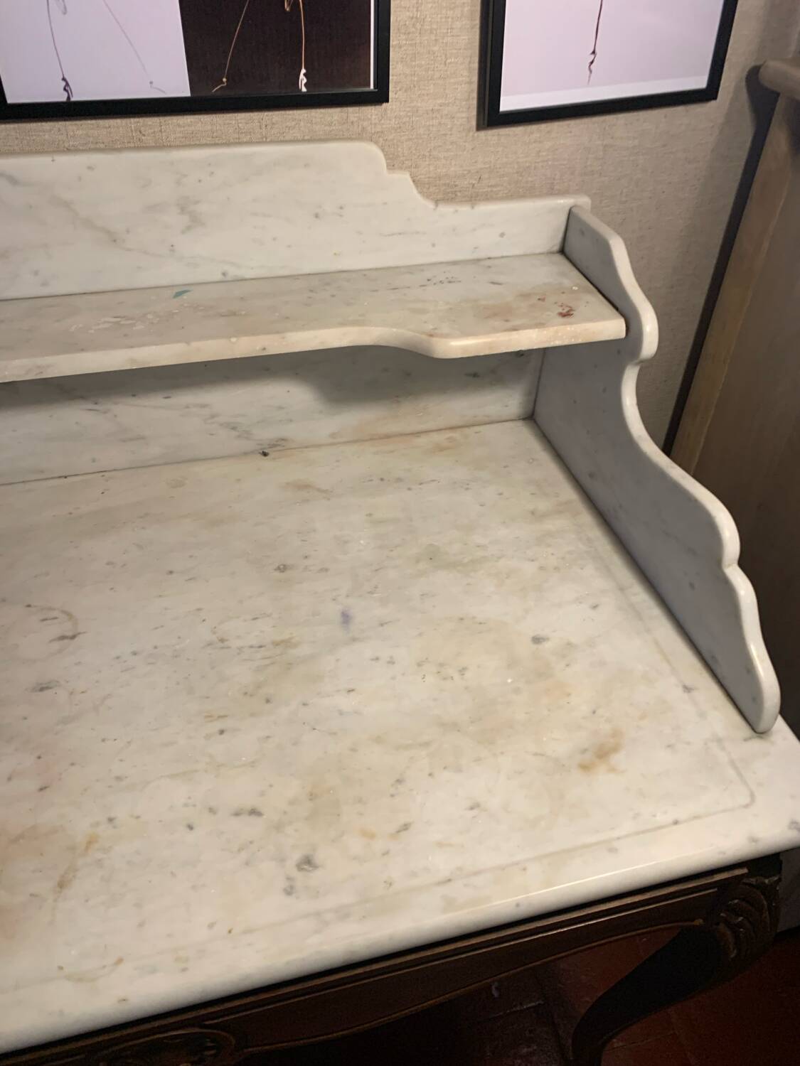 Old wooden and marble dressing table