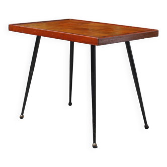 Modernist wood & steel coffee table France 1950s