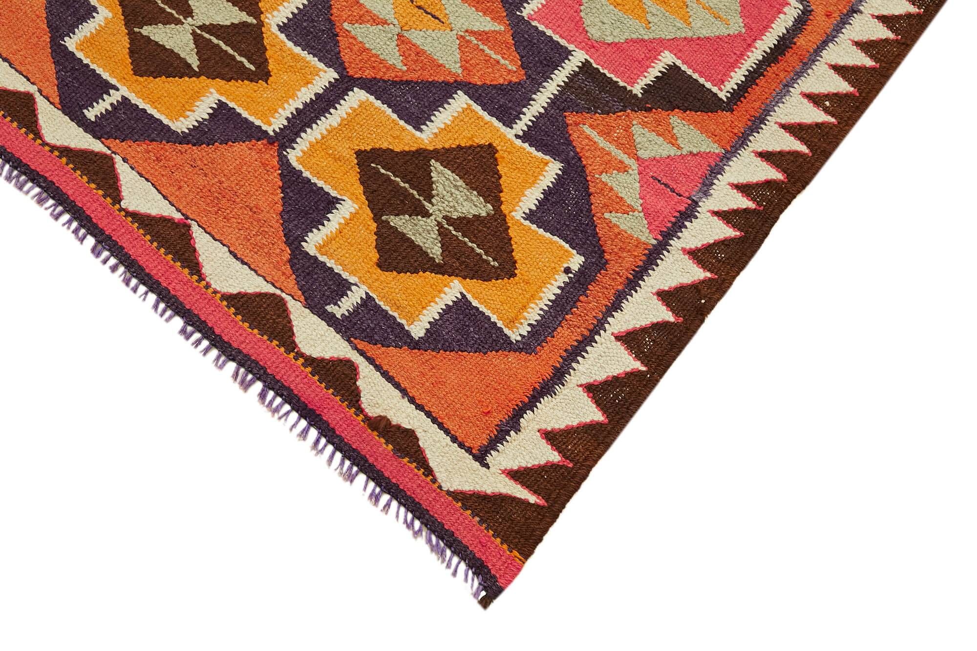 Turkish Handwoven Vintage Herki Kilim 93 cm x 322 cm