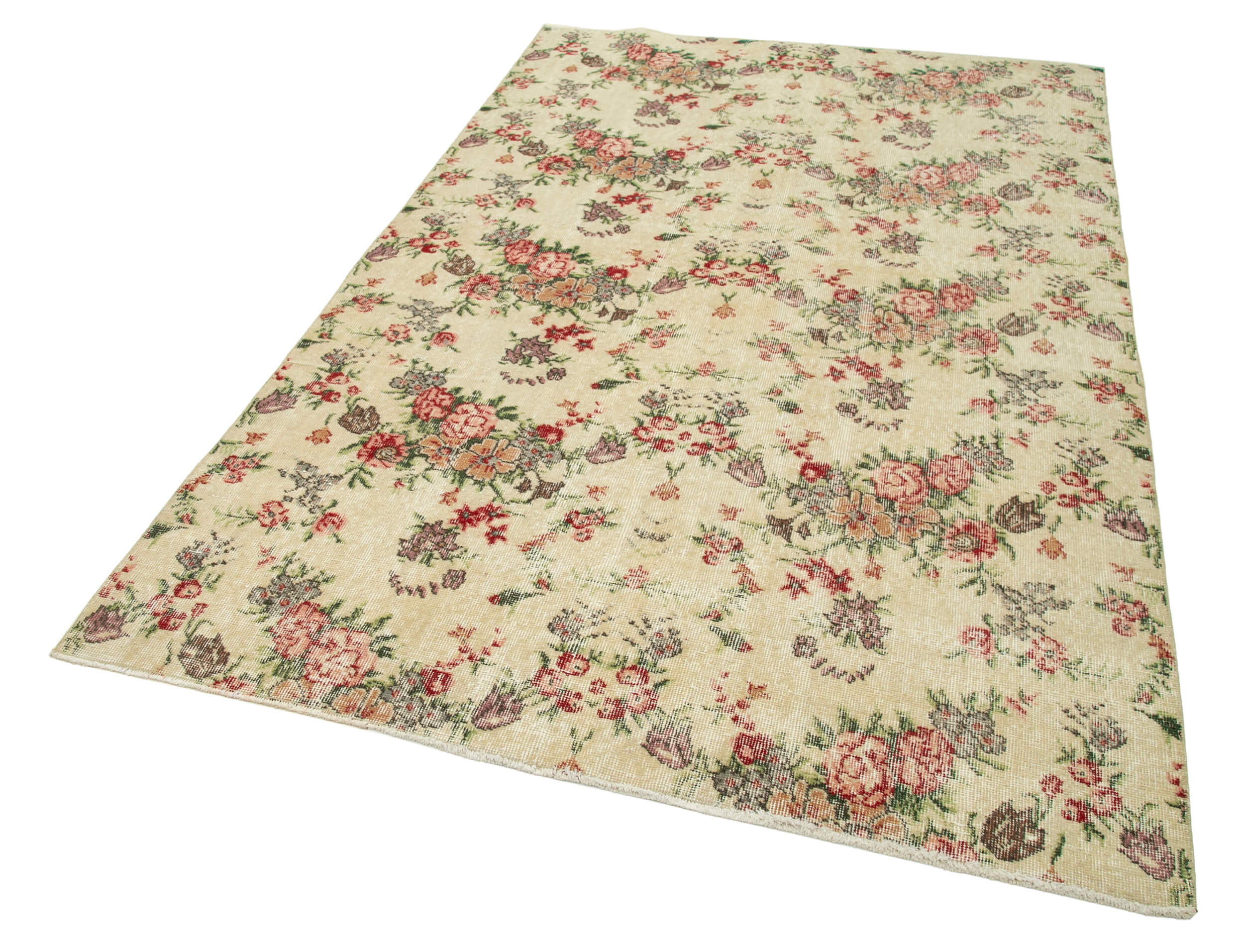 Turkish hand-knotted vintage 1970s beige carpet 157 cm x 255 cm