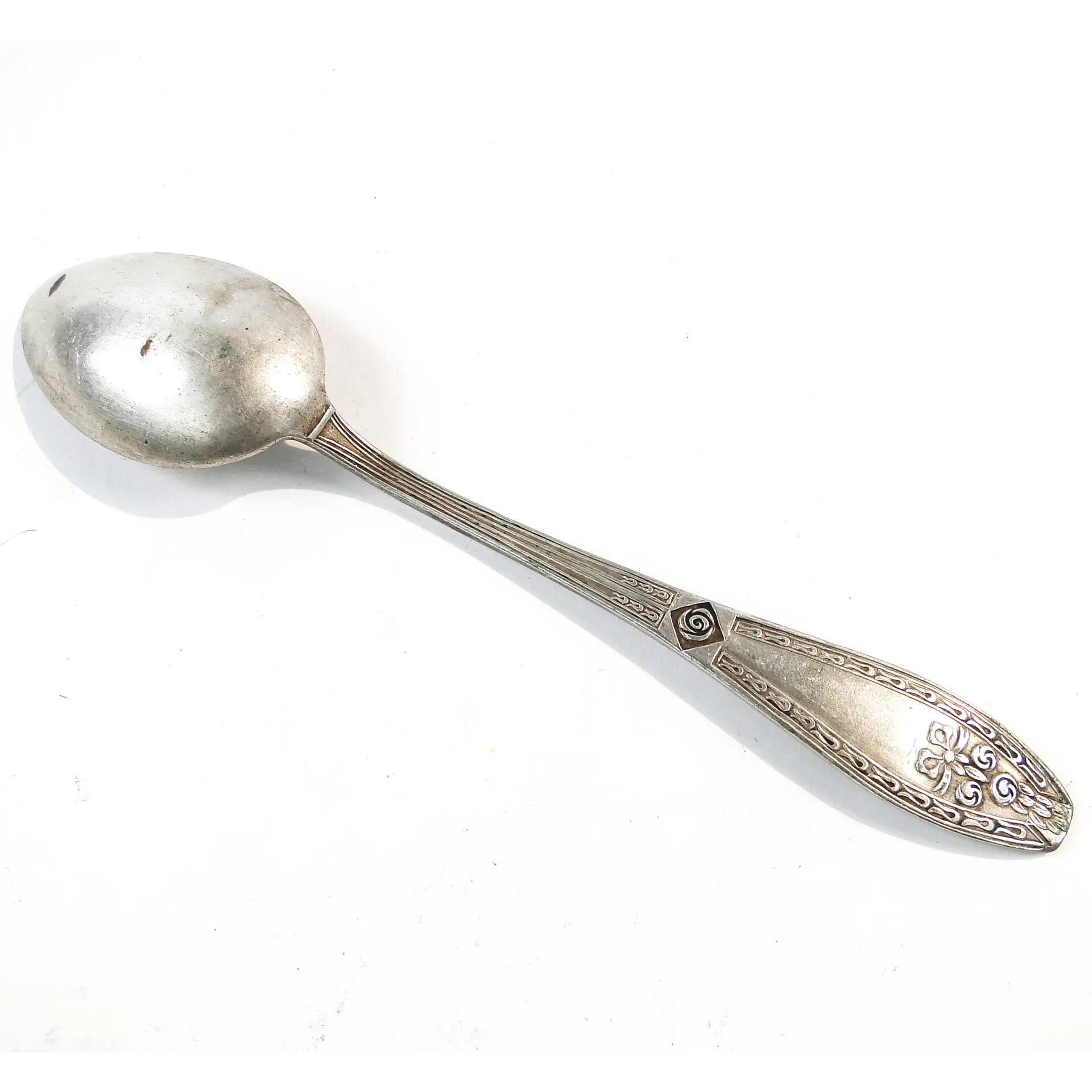 Cuillère à sucre Art Déco, en laiton plaqué argent, frères Henneberg, Pologne, années 1930