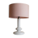 Vintage Holmegaard Plaza table lamp by Hsin-Lung Lin for Glasværk, 1970s - White glass with pink fabric shade - Elegant retro lamp, gift idea.
