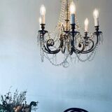 Chandelier with crystal and bronze tassels