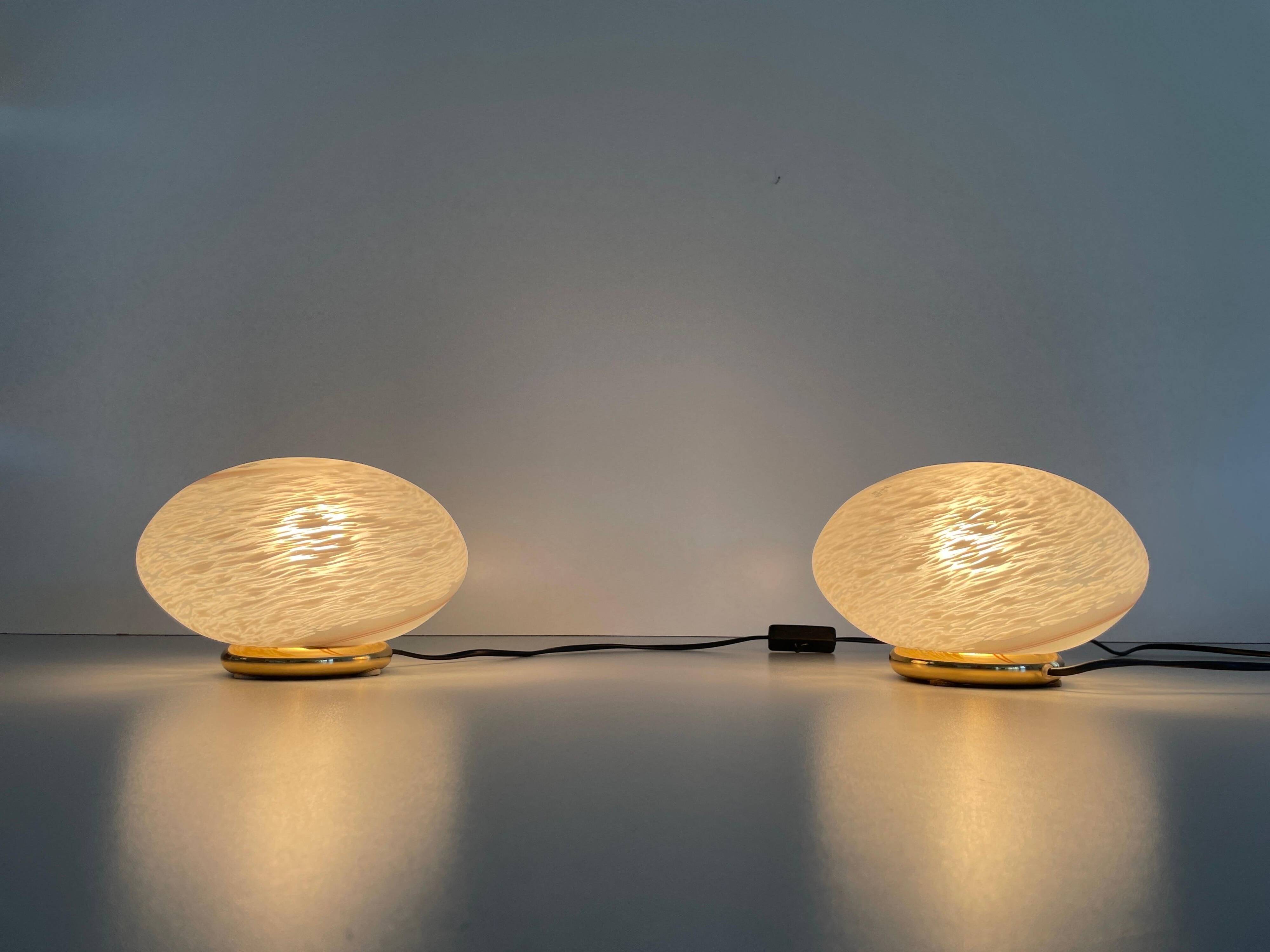 Pair of mid-century glass table lamps by Vetri Murano, 1960s, Italy.