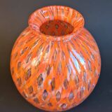 Shimmering orange blown glass vase