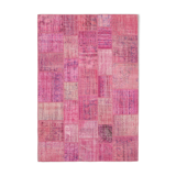 Tapis oriental surteint noué à la main 207 cm x 301 cm tapis patchwork rose