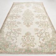 Tapis vintage à motif floral oriental beige et crème 6x11, 189x329 cm
