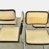 Set of 4 Cesca tubular frame cantilever dining chairs, Italy 1990s