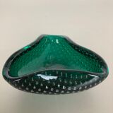 Murano glass bullicante "green" bowl element shell ashtray murano, italy, 1970s