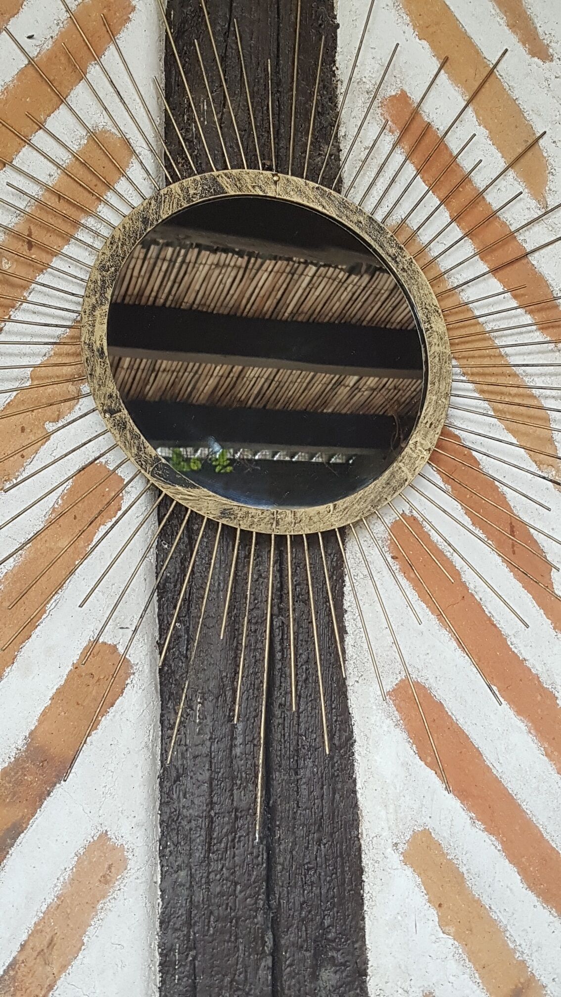 Mirror sun golden metal 60cm