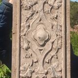 Polychrome carved wooden panel, wall element, old object
