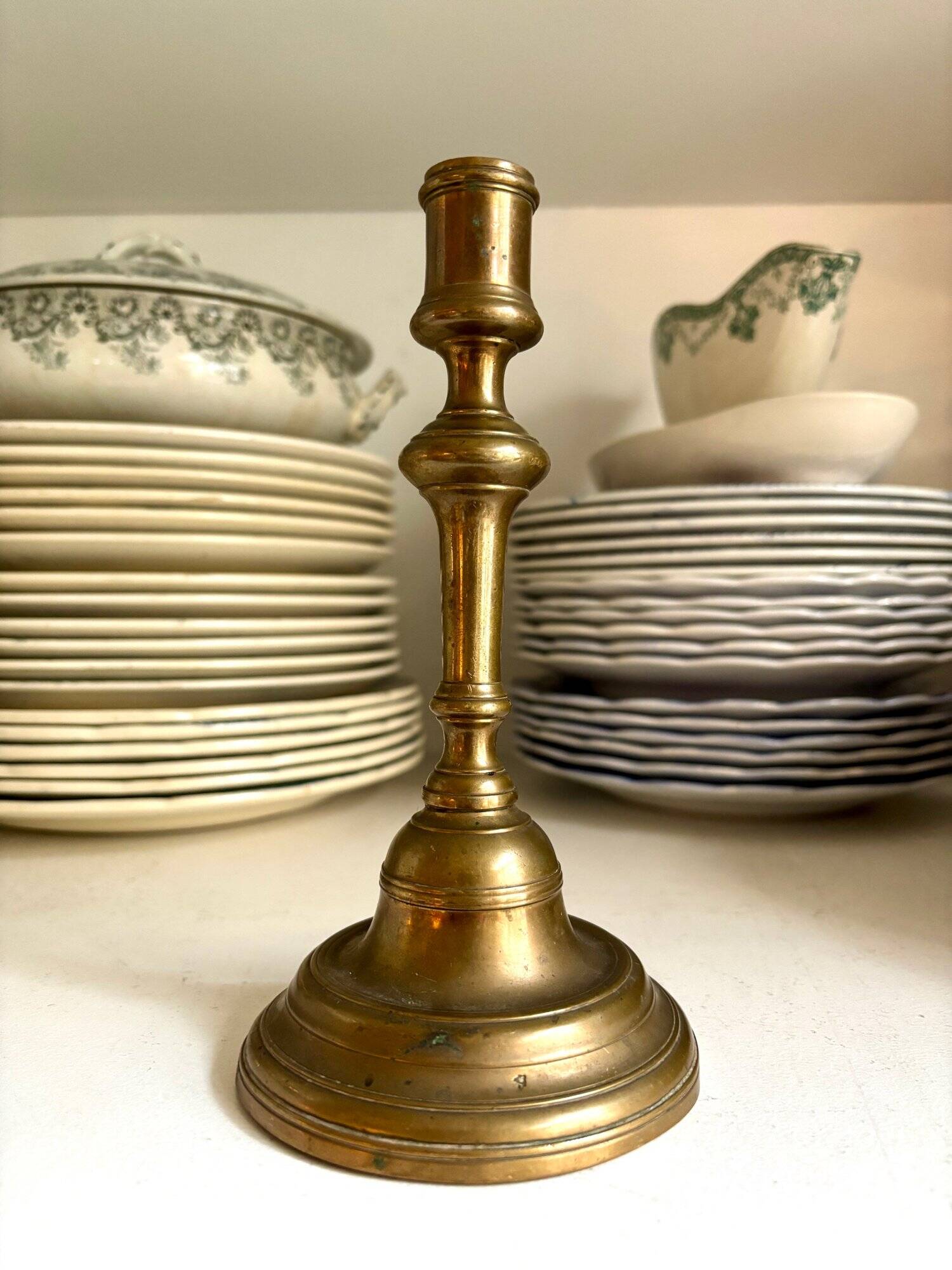 Golden brass candle holder