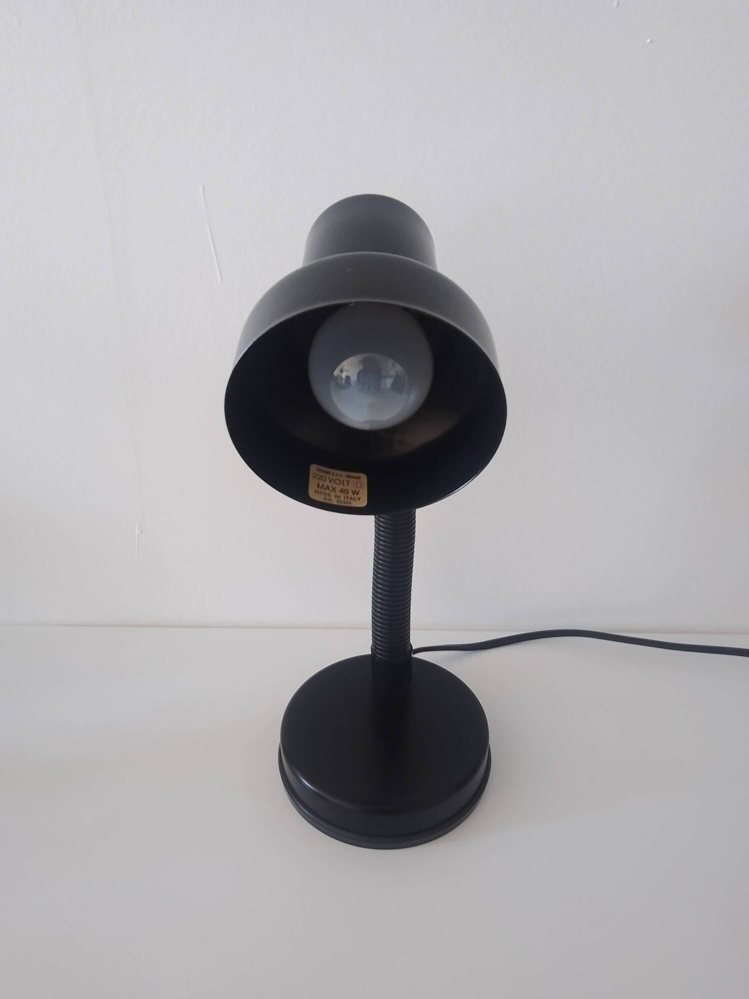 Brama desk lamp black metal flexible arm Italy vintage 70s