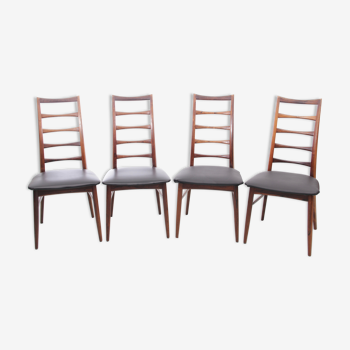 Suite of 4 Scandinavian teak chairs model Lis