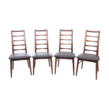 Suite of 4 Scandinavian teak chairs model Lis