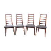 Suite de 4 chaises scandinaves en teck modèle Lis