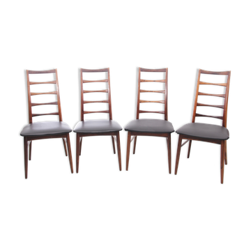 Suite of 4 Scandinavian teak chairs model Lis