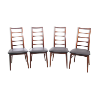 Suite of 4 Scandinavian teak chairs model Lis