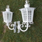 Pair of wrought iron lanterns