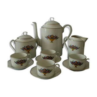 Beautiful porcelain coffee service from Limoges TLB in early 20th century