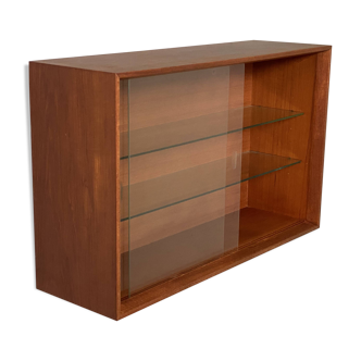 Scandinavian teak wall display cabinet from the 60s