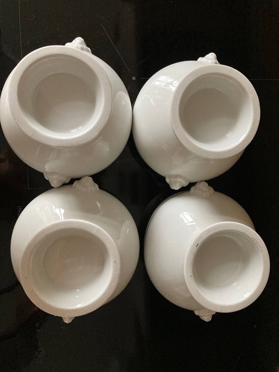 Set of 4 white porcelain lion head tureens