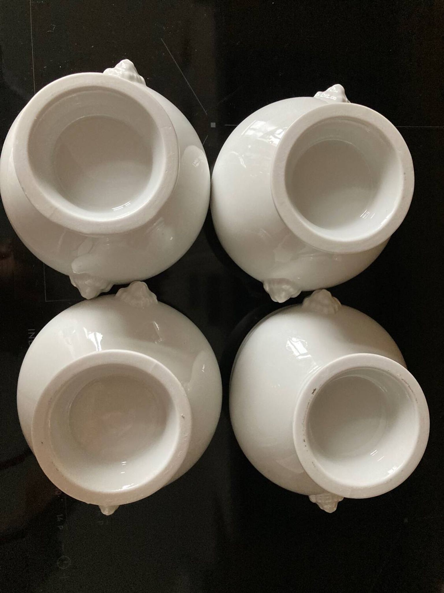 Set of 4 white porcelain lion head tureens
