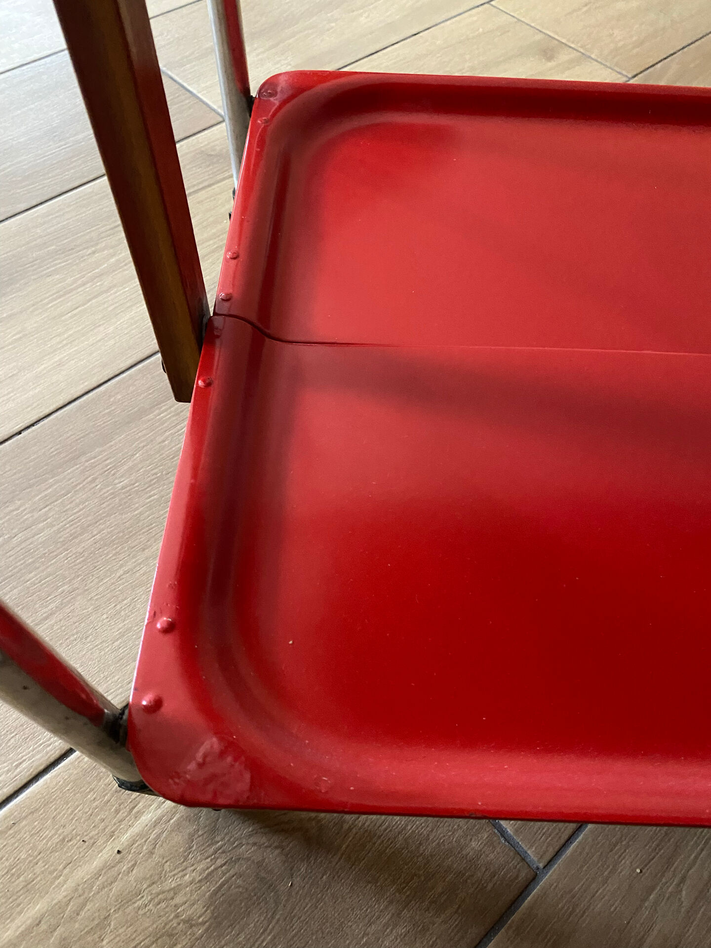 Service trolley rolling table Platex Textable red 70s Space Age