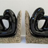 Pair of sculptural ceramic bookends design 70s