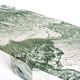 Vintage dining table in green and white veined marble. Completely restored. Italy, 90's