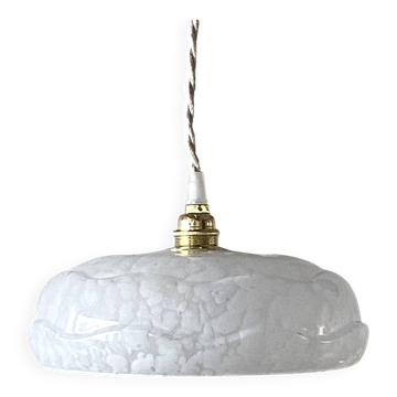 Suspension verre de Clichy blanc