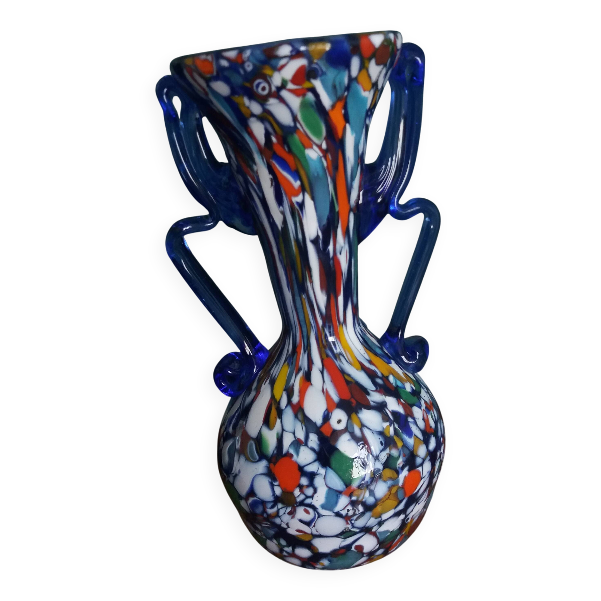 Murano polychrome blown glass vase