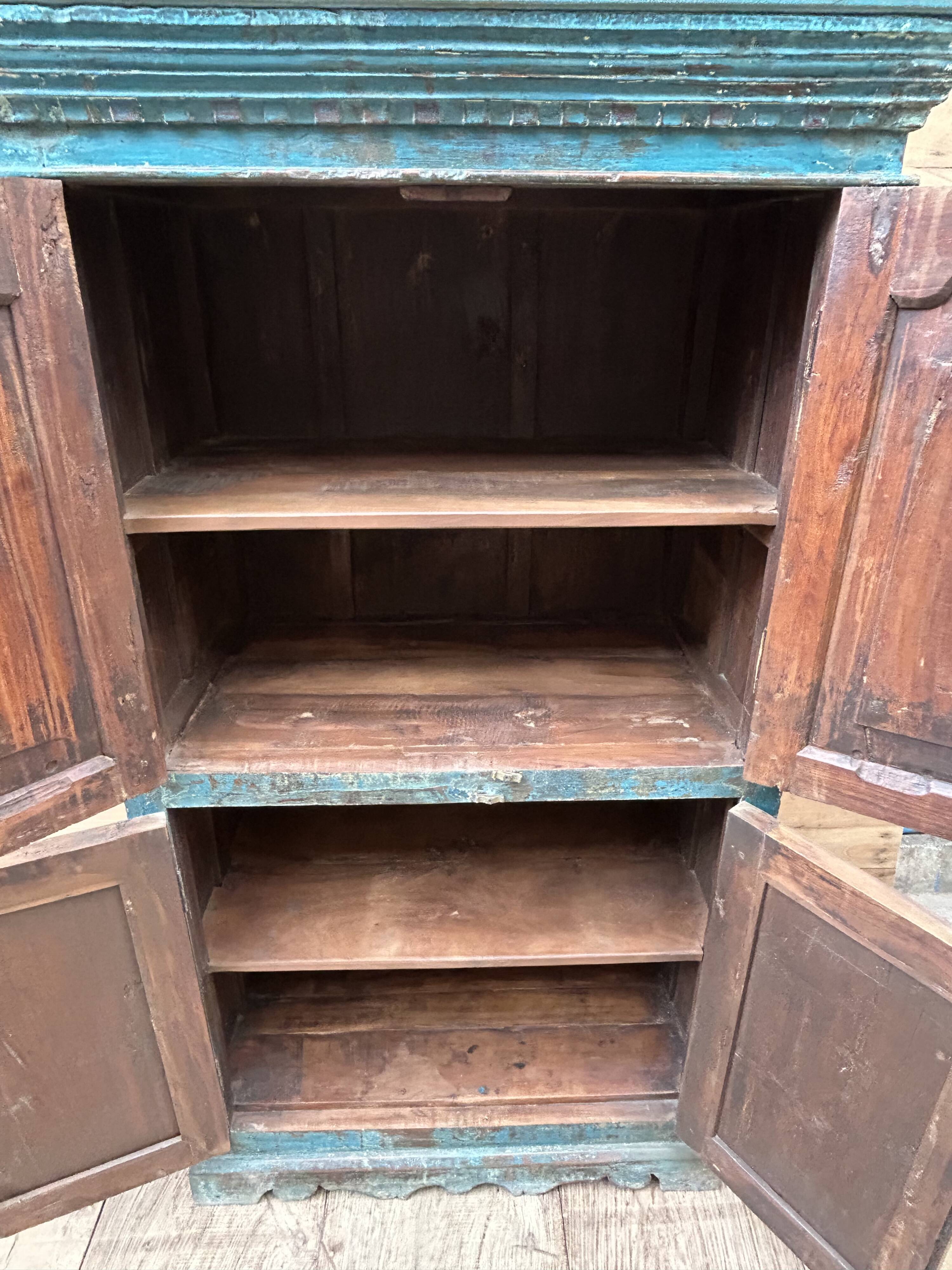 Rajasthani wardrobe in Burmese teak with original patina.