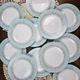 Set of 12 vintage pastel geometric dessert plates ESSO.