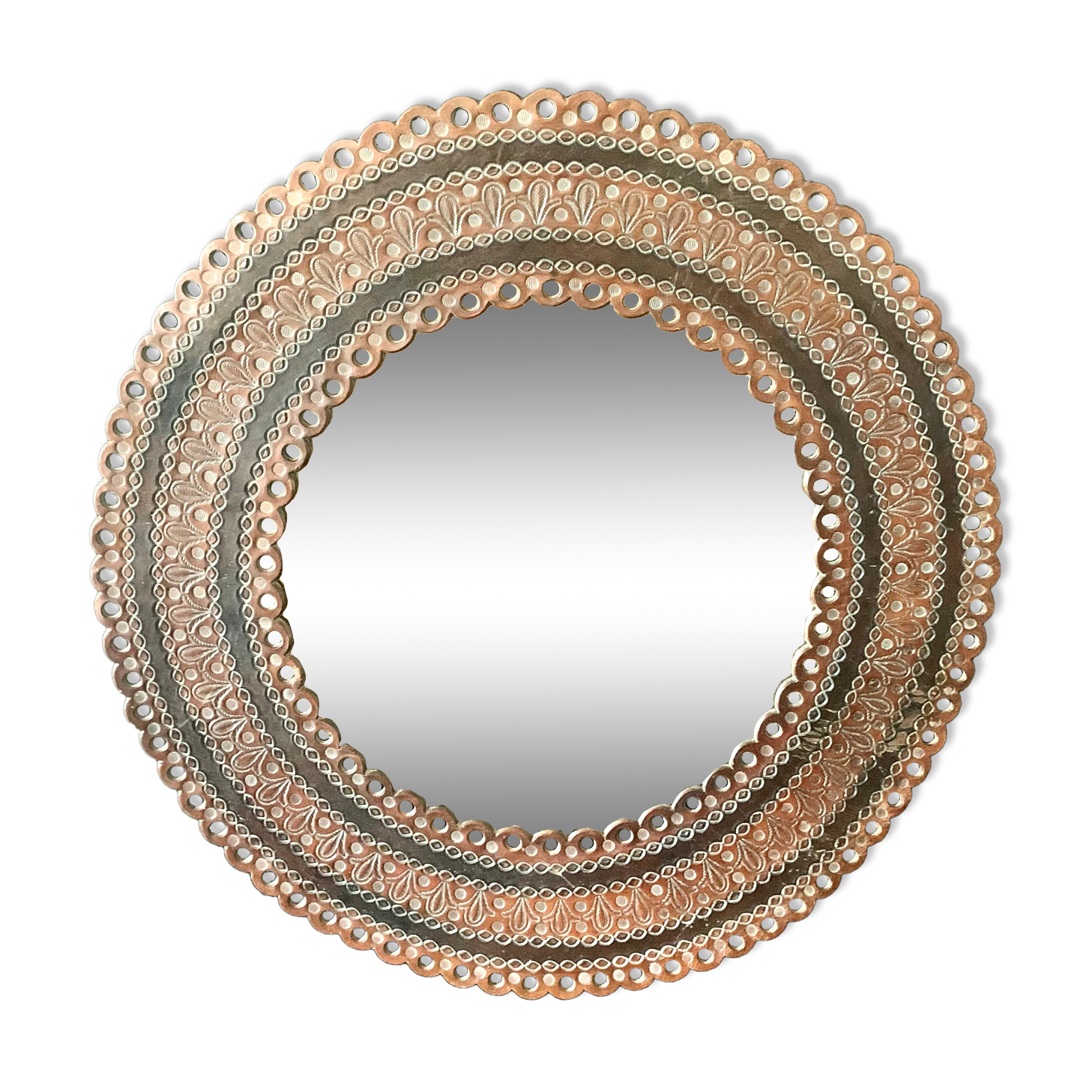 Round mirror leather frame 50cm