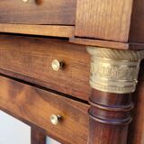 Pair of empire consoles in mahogany and 19th century marble