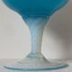 Vase pichet Aiguière piédouche verre soufflé bleu opalin