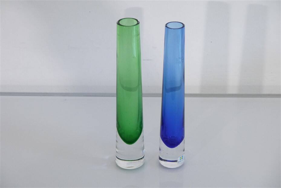 Pair of Scandinavian glass vases from Bergdala 1970