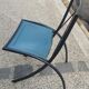 5 Bella folding chairs in steel and petrol blue leather by Maison Cattelan