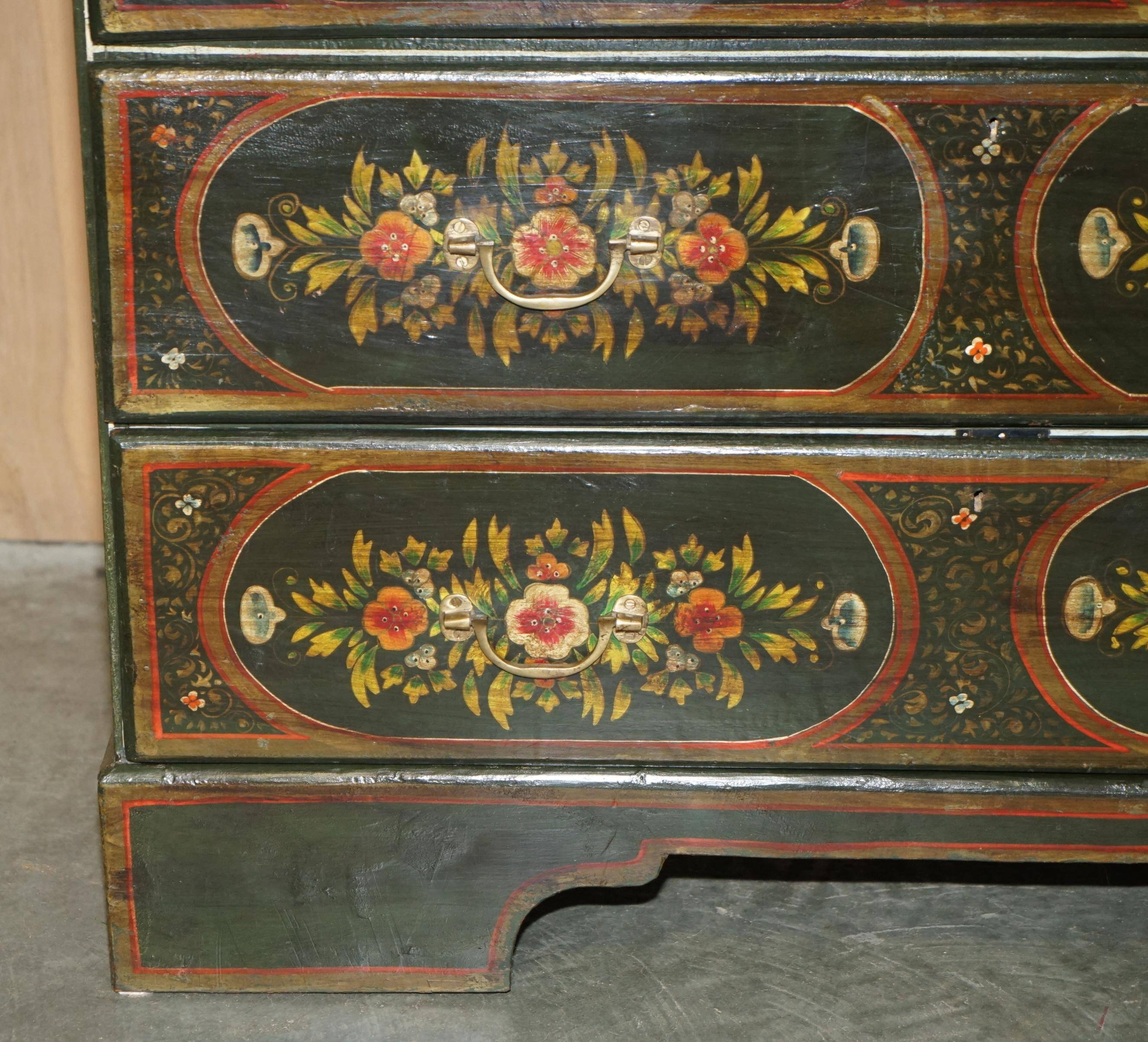 Antique Swedish commode hand-painted, two drawers out of three.