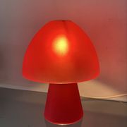 Lampe champignon vintage en verre rouge 