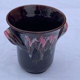 Ice bucket, vintage Vallauris glazed ceramic ice cubes