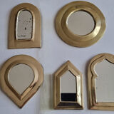 Set of 5 Moroccan mirrors in vintage brass 12 cm
